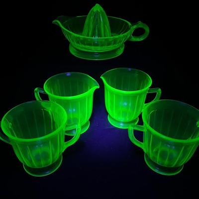 Vaseline (uranium glass) Vintage Kitchen Lot 1