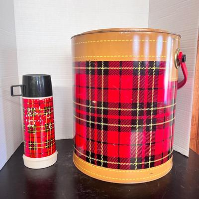 Buffalo Plaid Thermos Ice Bucket Cooler, “the Skotch Kooler” Drinking Thermos
