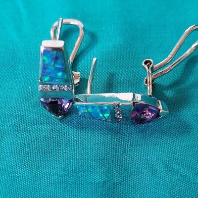 Amethyst & Opal Earrings .925 