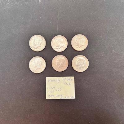 Kennedy Half Dollar 50c 90% Silver 1964/1965 (6)