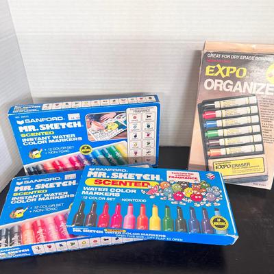 Sanford Mr Sketch Scented Markers (3), Expo Organizer Dry Erase Markers & Eraser 
