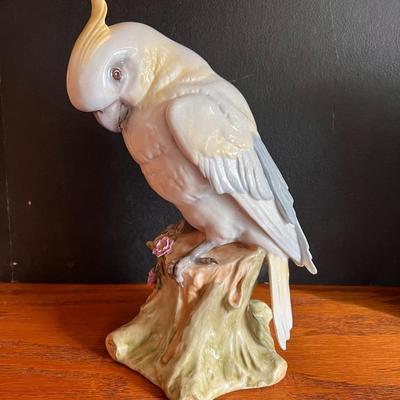 Fraureth Cockatoo Pink Flowers Porcelain Germany Bird