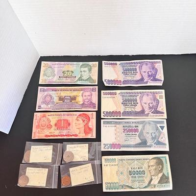 Foreign Currency Banknotes Coins Honduras Turkey Denmark Fiji