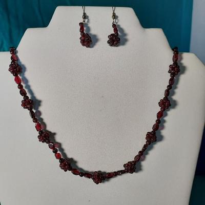 Garnet Necklace & Earrings Set
