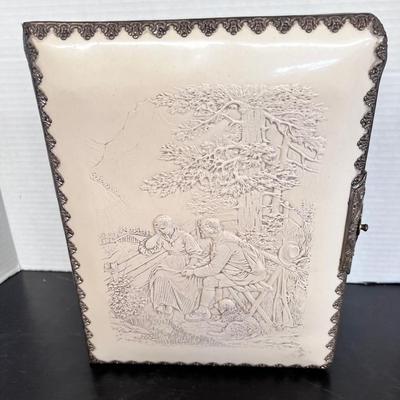 Antique 1882 Celluloid & Felt Covered Photo Album Buckle Clasp 