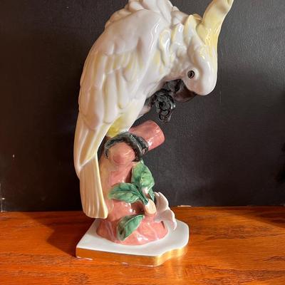 LHS Lorenz Hutschenreuther Selb Cockatoo White Flowers Yellow Porcelain