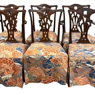 6 CHIPPENDALE STYLE MAHOGANY DINING CHAIRS