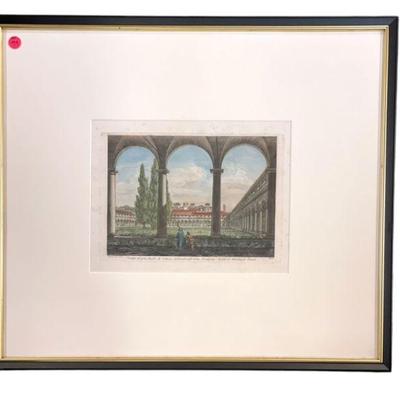 1833 ROSSINI ETCHING ROME CLOISTER SANTA MARIA