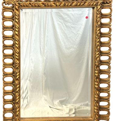 LARGE HOLLYWOOD REGENCY GILT WOOD MIRROR 48"