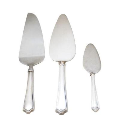 3 STERLING HANDLE CAKE - PIE - CHEESE SERVERS