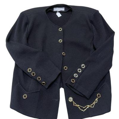 VINTAGE ST. JOHN COLLECTION BY MARIE SANTANA KNIT BLACK CARDIGAN SWEATER