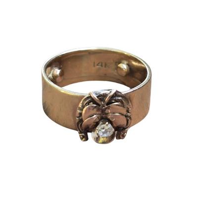 14k LADIES GOOD LUCK DIAMOND RING SZ 7