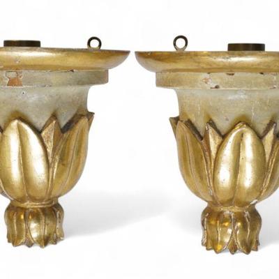PAIR OF CARVED GILTWOOD WALL BRACKETS