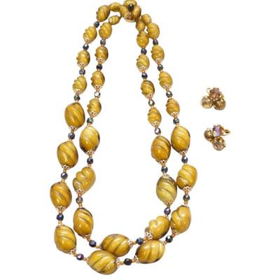 VINTAGE WEST GERMANY DOUBLE STRAND BEADED NECKLACE