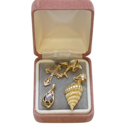 4 14k GOLD PENDANTS & CHARM