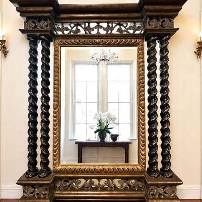 LARGE HARRISON GILT BEVELED ORNATE MIRROR