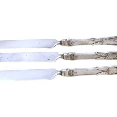3 RARE VIOLA SOLID STERLING TEA KNIVES