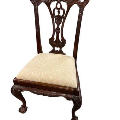 PAIR VINTAGE CHIPPENDALE STYLE BALL & CLAW CHAIRS