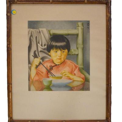 WING KWONG TSE YOUNG CHILD WITH CHOPSTICKS