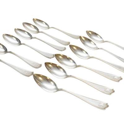 12 STERLING SILVER TEASPOONS MARYLAND 1910