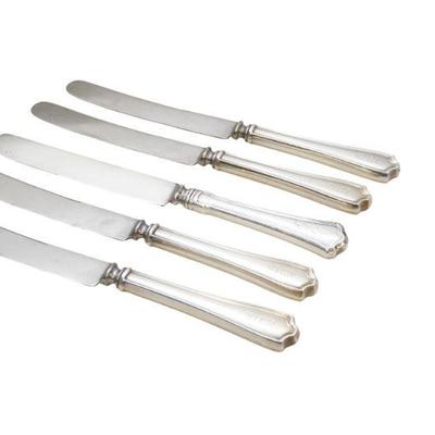 5 ANTIQUE AMERICAN STERLING DINNER KNIVES