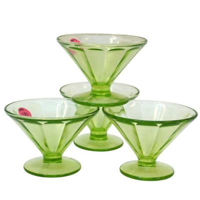 4 URANIUM FEDERAL GLASS DESSERT/ICE CREAM CUPS