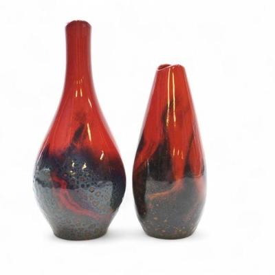 2 ROYAL DOULTON FLAMBE VASES
