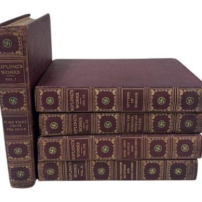 ANTIQUE RUDYARD KIPLING'S WORKS SAHIB EDITIONS - 5 VOLUMES