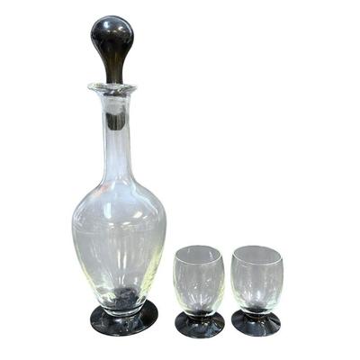MCM ITALIAN BLOWN GLASS DECANTER AND GLASSES
