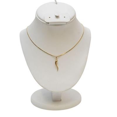 14k CORNICELLO ITALIAN HORN PENDANT NECKLACE