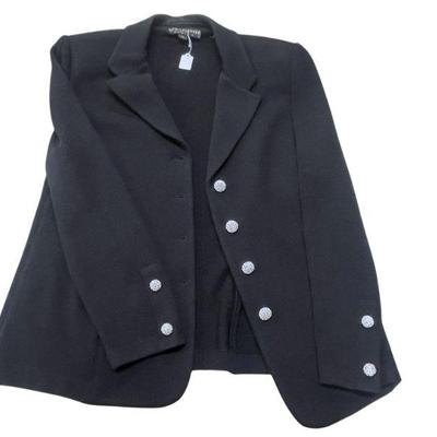 VINTAGE ST. JOHN BLACK EVENING JACKET WITH RHINESTONE BUTTONS