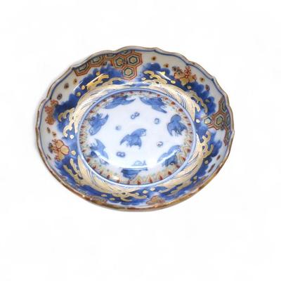 JAPANESE IMARI BOWL BLUE BIRDS
