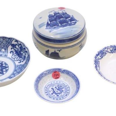 LOT OF VINTAGE BLUE AND WHITE PORCELAIN - 4 PIECES
