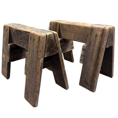 ANTIQUE MINI PRIMITIVE SAWHORSE- A PAIR