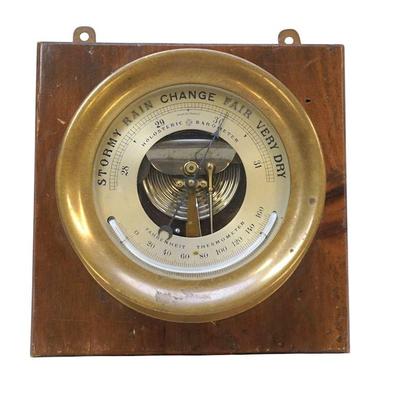 ANTIQUE BRASS HOLOSTERIC SHIPS BAROMETER