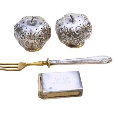 4 pc VINTAGE STERLING SALT PEPPER - MATCH +