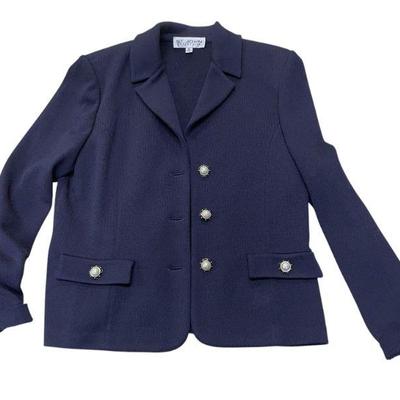 ST. JOHN COLLECTION NAVY JACKET WITH PEARL BUTTONS