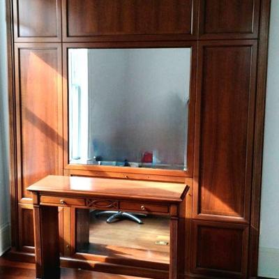 20th c ENTRANCE / HALL CONSOLE WITH BEVELED MIRROR