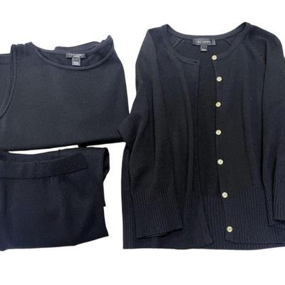 ST. JOHN BASICS CAVIAR SWEATER SET & PANTS
