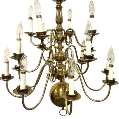 VINTAGE SOLID BRASS 16 ARM CHANDELIER