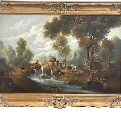 LARGE ITALIAN SCHOOL LANDSCAPE PAINTING