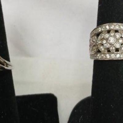 2- 14k Gold Rings Sizes 7+8 One has Cubic Zirconias