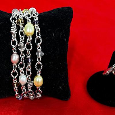 Michael Dawkins Sterling 4 Strand Bracelet And Quartz Stone Ring