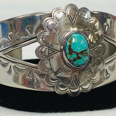 Signed Sterling & Turquise Cuff