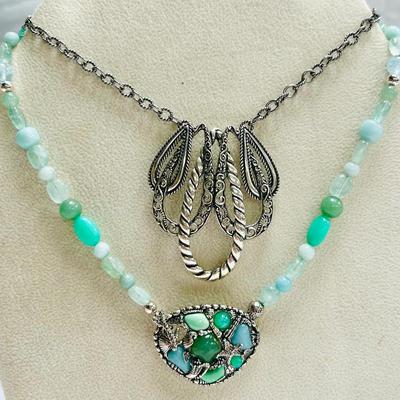 (2) Carolyn Pollack Sterling Necklaces / Seascape Multi-Gem & More