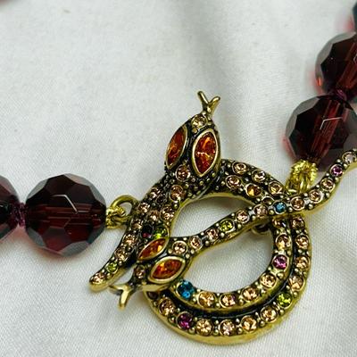 HEIDI DAUS Burgundy Bead SNAKE Long 41" Toggle Necklace