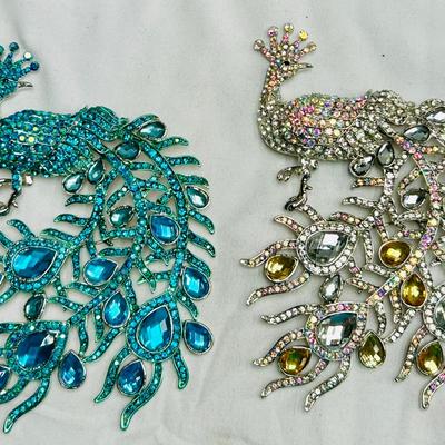Kirks Folly Peacock Pins w/Aurora Borealis Crystals