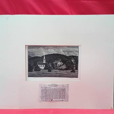 Asa Cheffetz "The Village Church - Vermont" Engraving Print