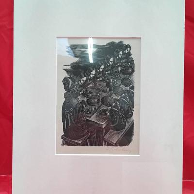 Fritz Eichenberg "Saying Grace" Signed Offset Lithograph