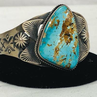 Kris Singer KS Stamped Sterling Navajo Cuff